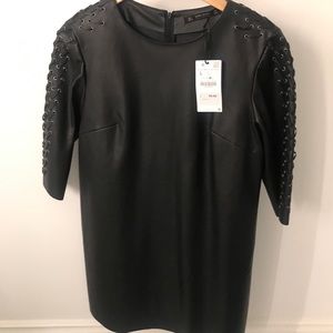 Zara faux leather black dress. Size L. NWT